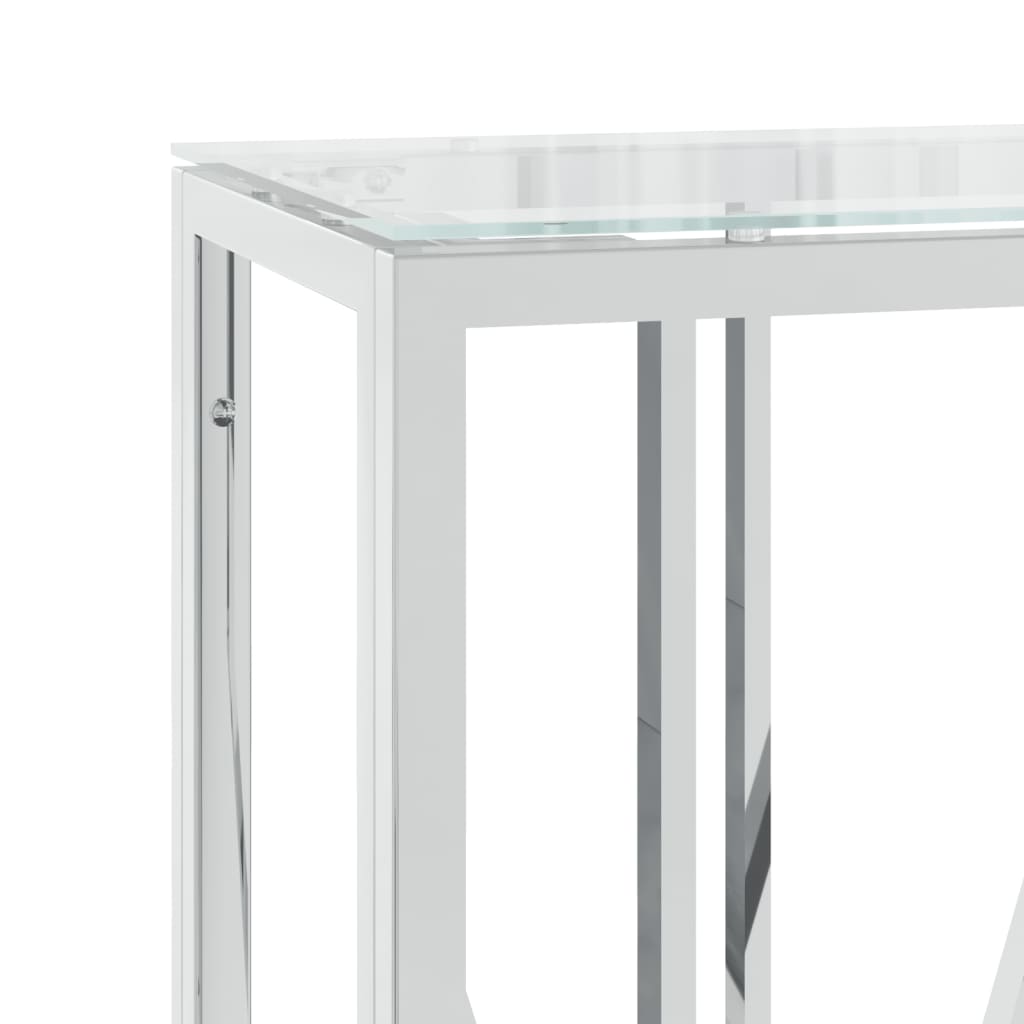 vidaXL Mesa consola acero inoxidable y vidrio 110x30x70 cm