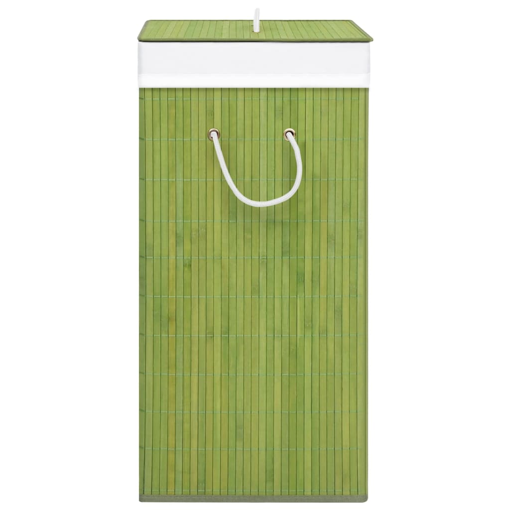 vidaXL Cesta para la ropa sucia de bambú de una sección verde