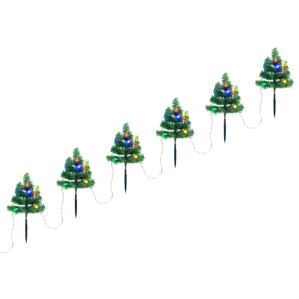 vidaXL Árboles de Navidad para caminos 6 uds PVC 45 LED multicolor