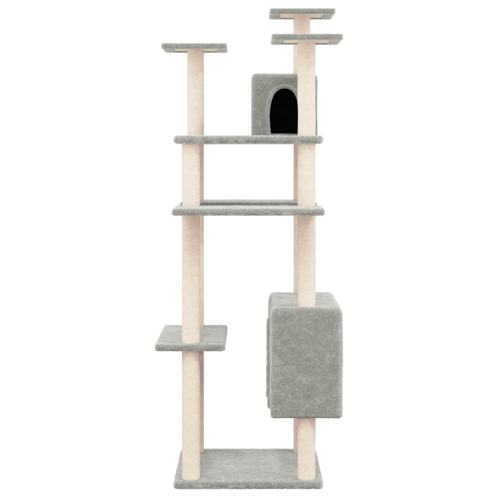 vidaXL Rascador para gatos con postes de sisal gris claro 162 cm