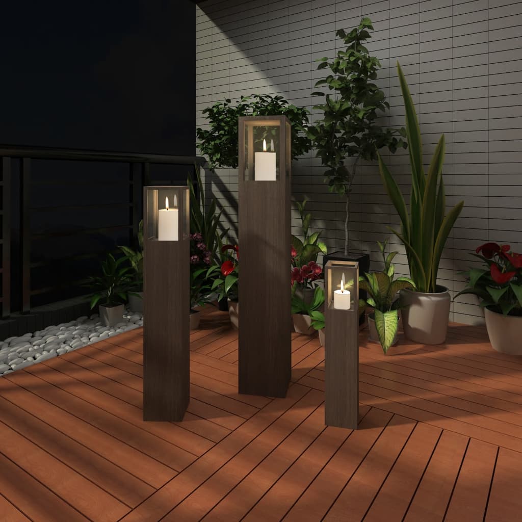 Set soporte de vela del jardín 3 piezas iluminación antorcha linterna