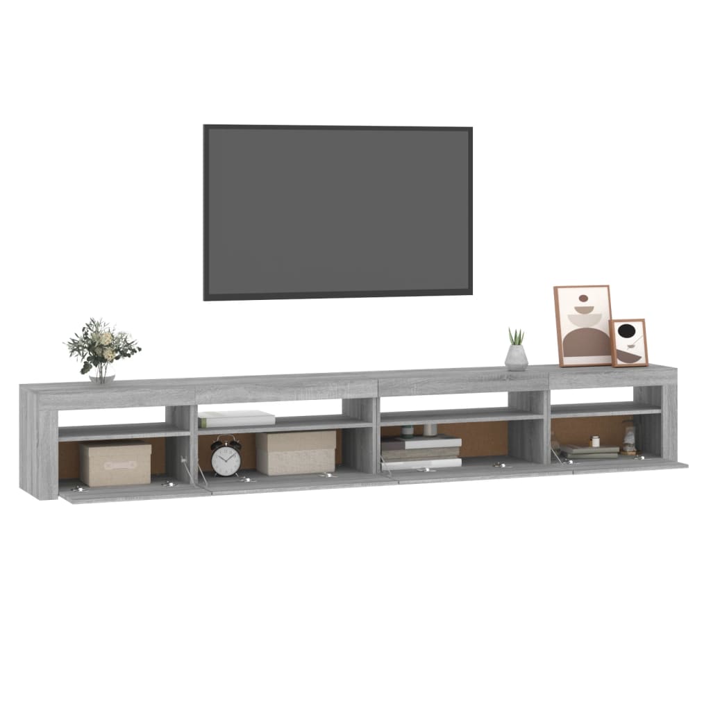 vidaXL Mueble de TV con luces LED gris sonoma 270x35x40 cm
