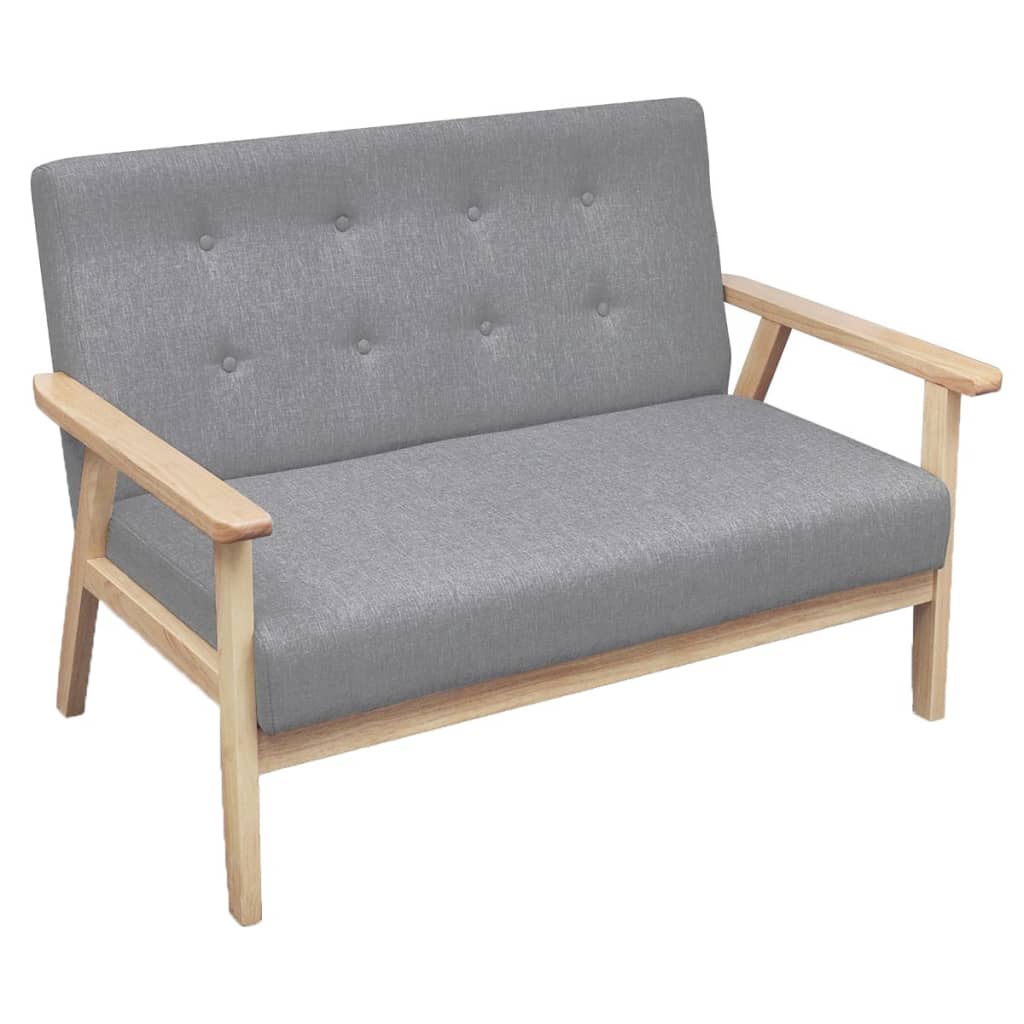 vidaXL Set de sofás de 2 piezas de tela gris claro