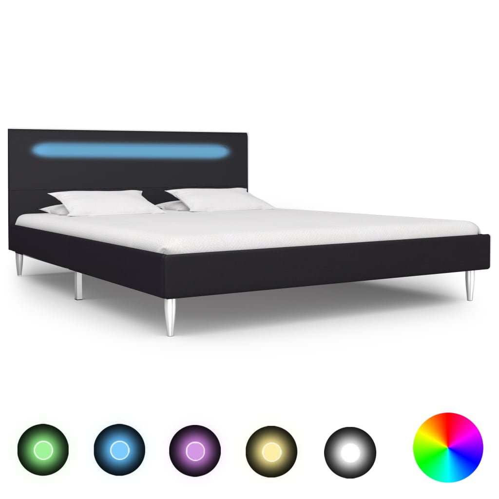 vidaXL Estructura de cama con LED tela negro 140x200 cm