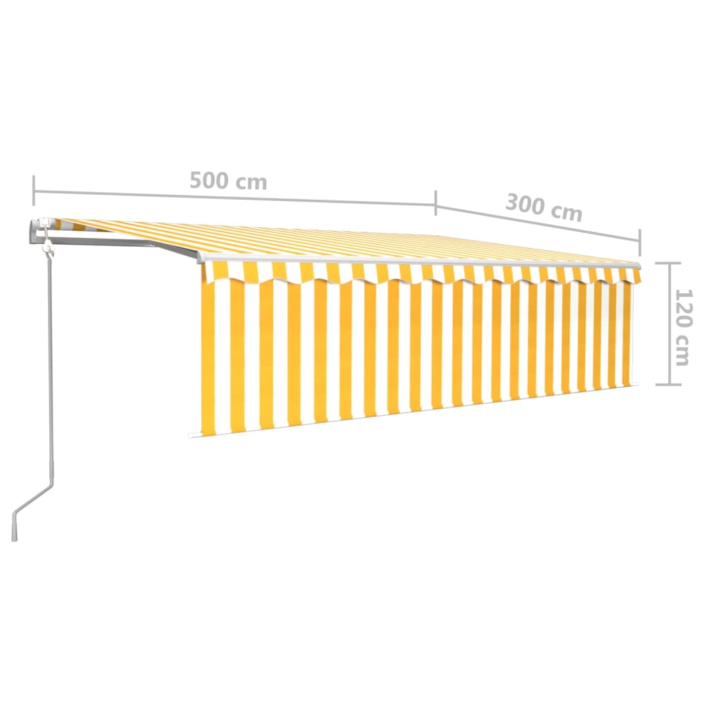 vidaXL Toldo automático retráctil con persiana amarillo y blanco 5x3 m
