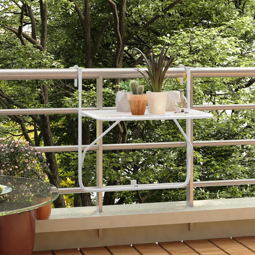 vidaXL Mesa de balcón acero blanca 60x40 cm