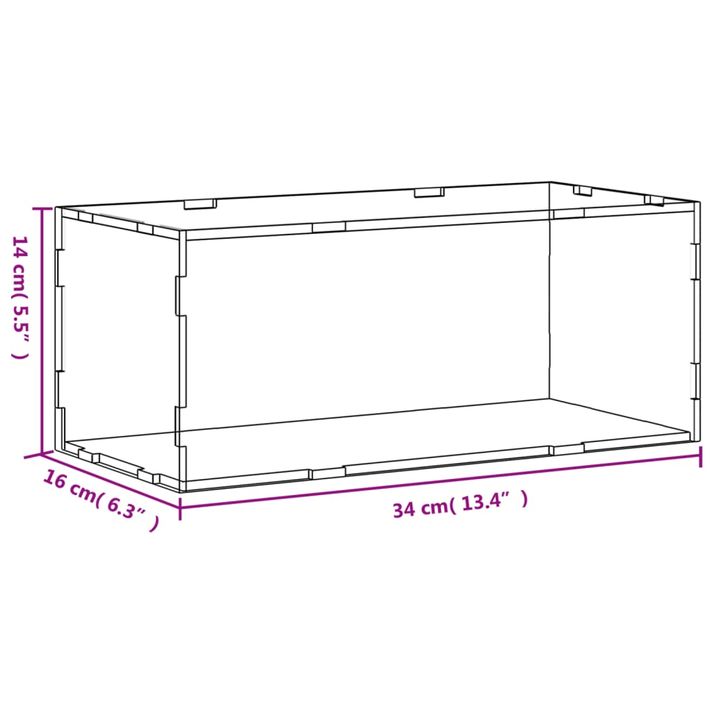 vidaXL Caja de exposición acrílico transparente 34x16x14 cm