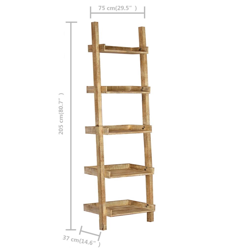 vidaXL Estantería escalera marrón madera maciza de mango 75x37x205 cm