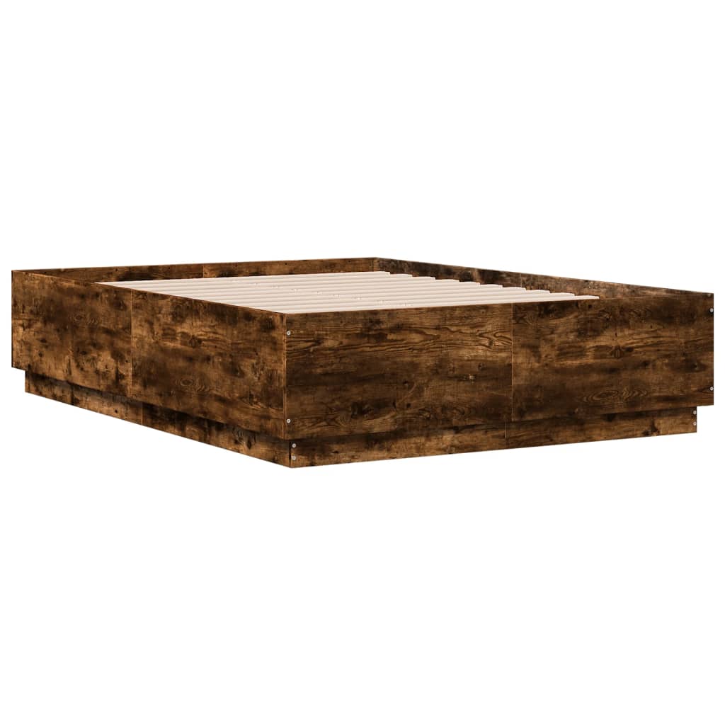 vidaXL Estructura de cama madera de ingeniería roble ahumado 120x190cm