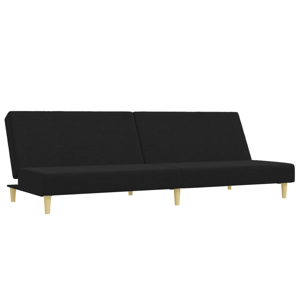 vidaXL Sofá cama de 2 plazas con taburete tela negro