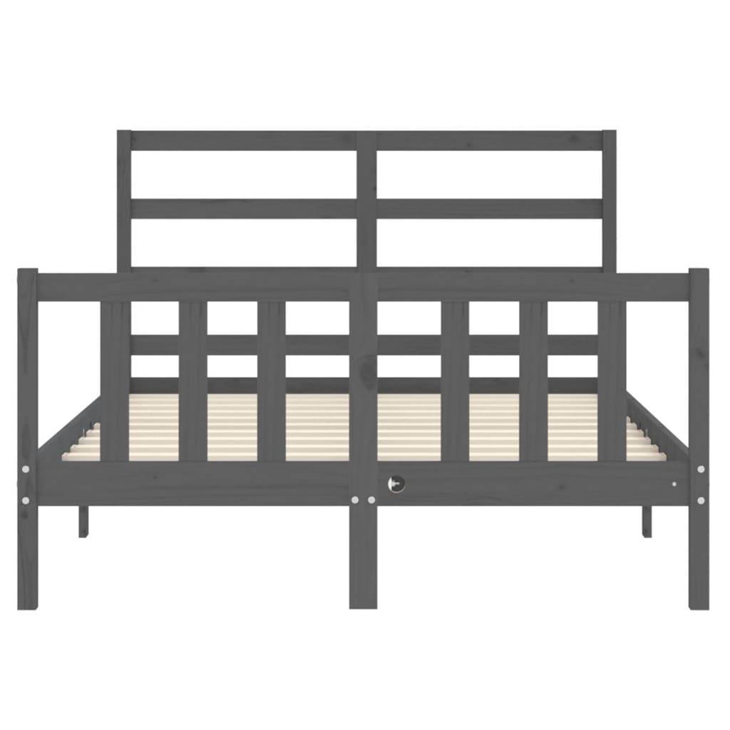 vidaXL Estructura cama de matrimonio con cabecero madera maciza gris