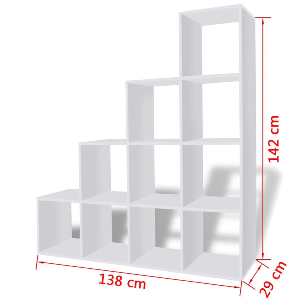 vidaXL Estantería librería en forma de escalera 142 cm blanca