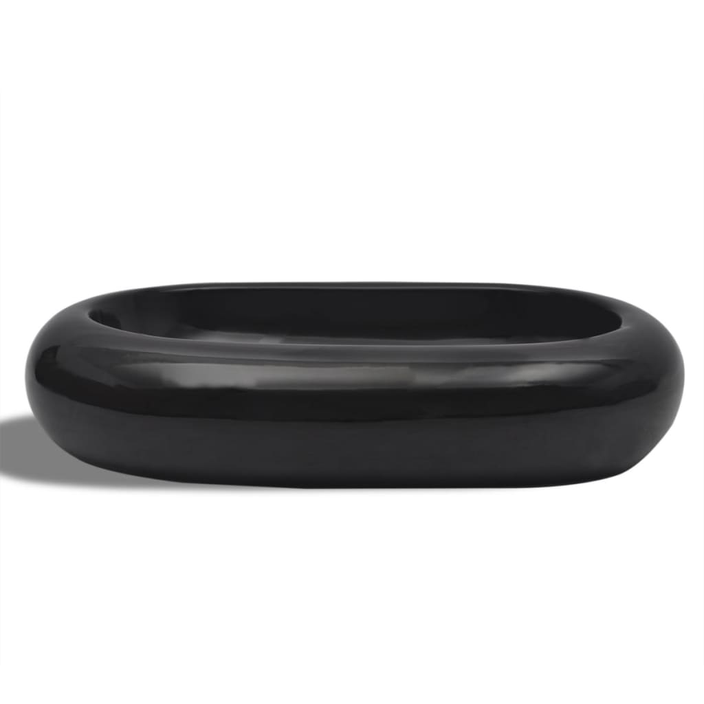 Lavabo de cerámica negro ovalado
