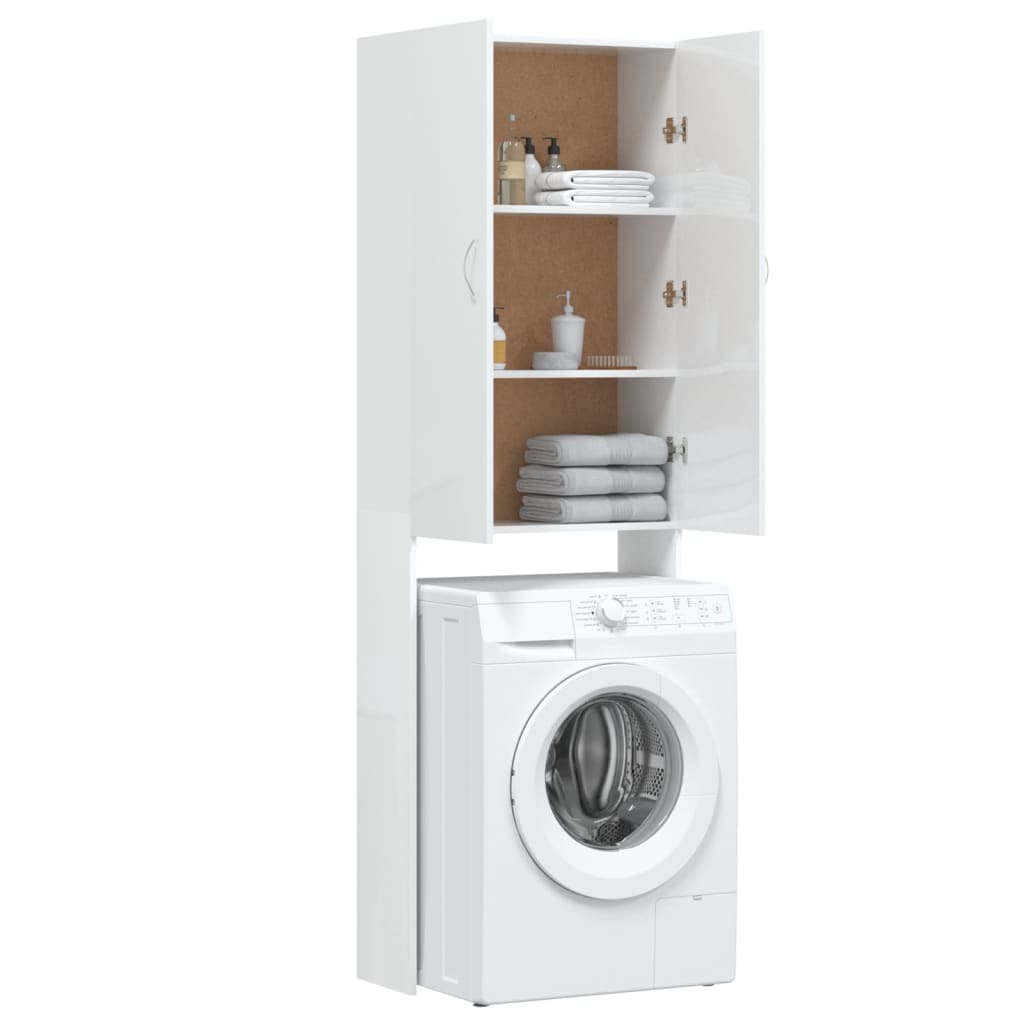 vidaXL Armario para lavadora blanco brillo 64x25,5x190 cm