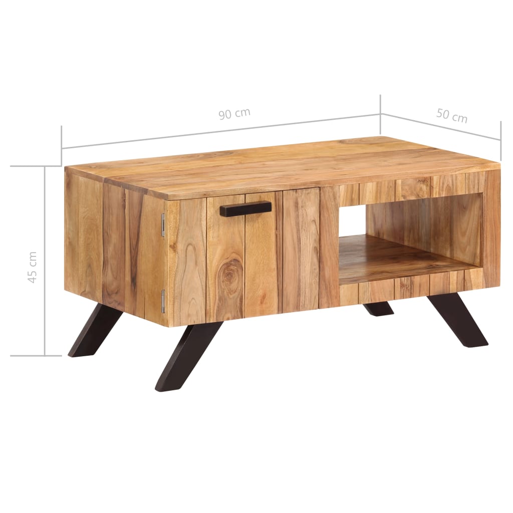 vidaXL Mesa de centro de madera maciza de acacia 90x50x45 cm