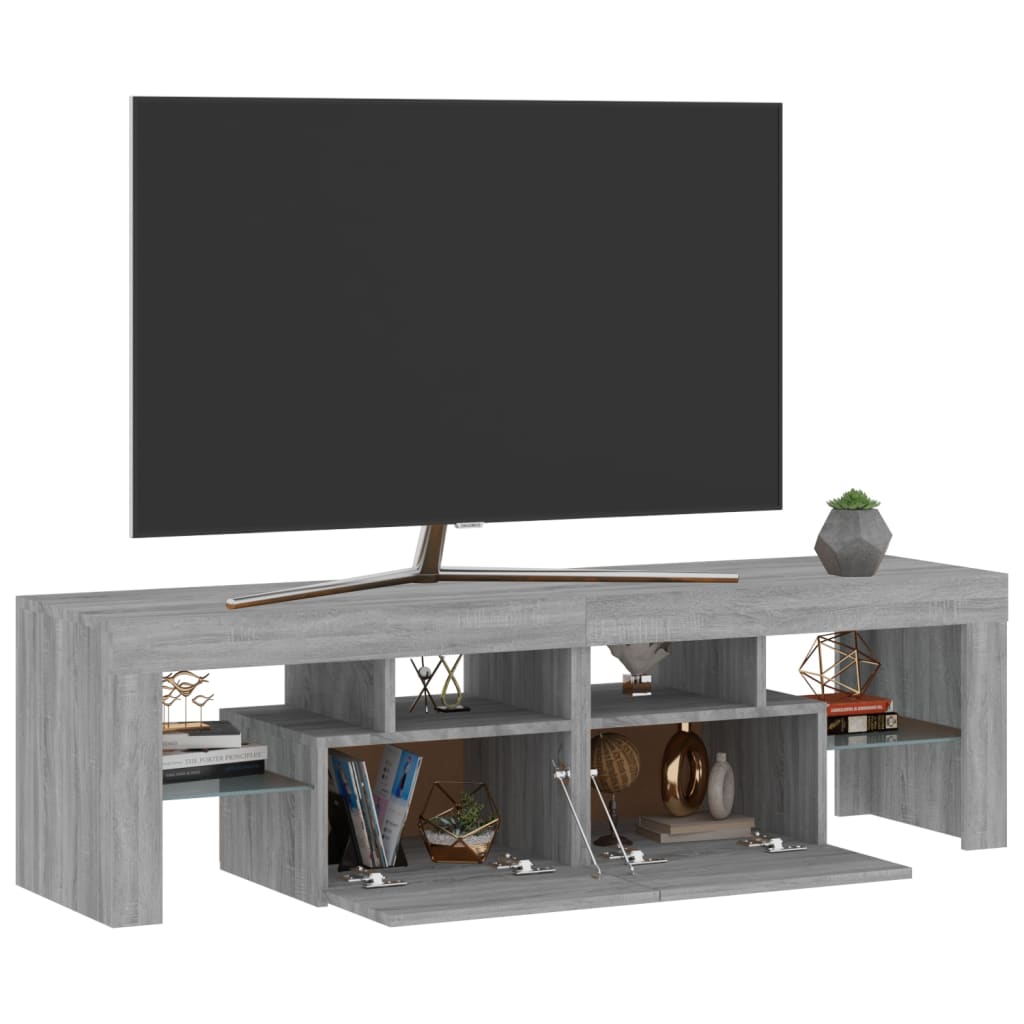 vidaXL Mueble de TV con luces LED gris Sonoma 140x36,5x40 cm