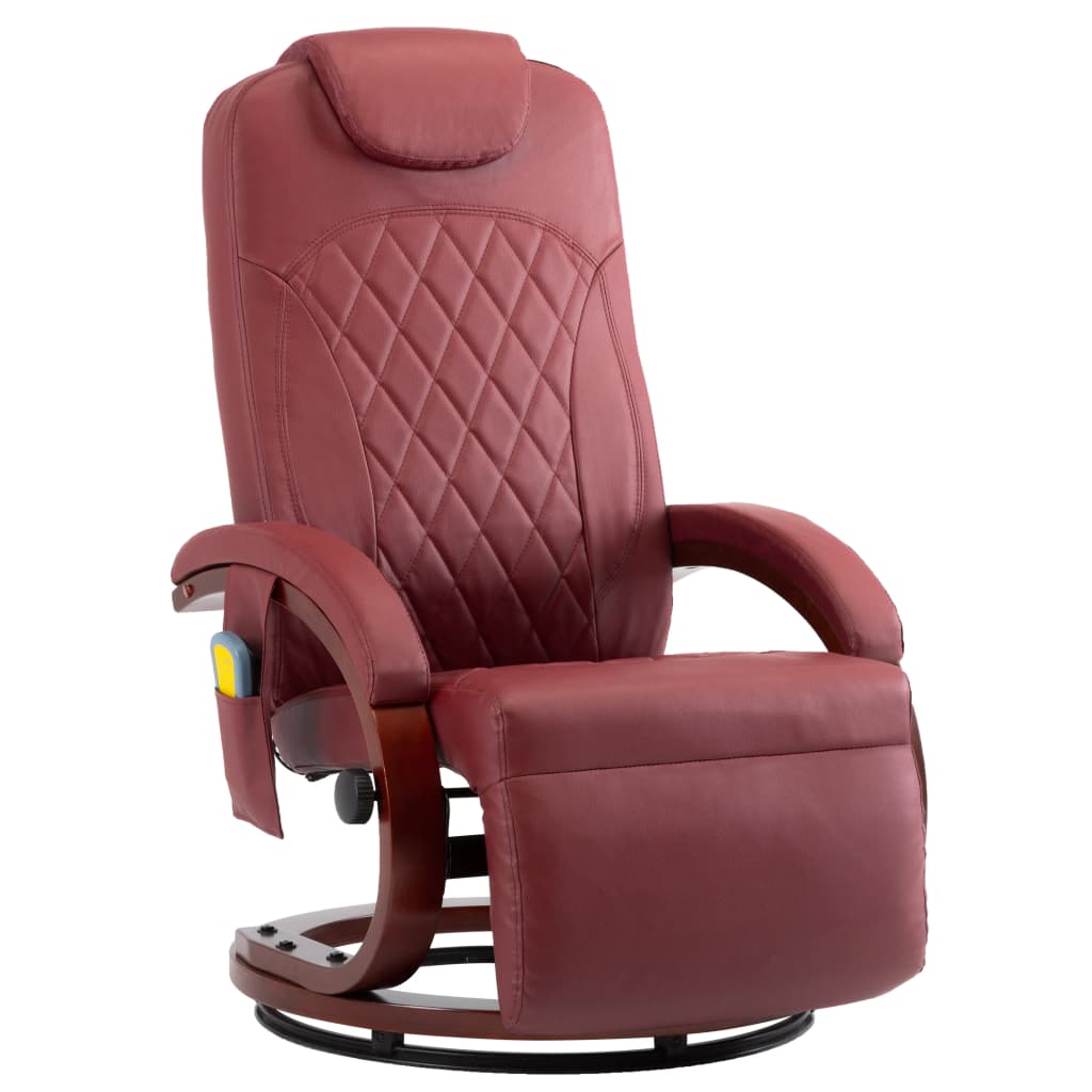vidaXL Sillón de masaje reclinable TV cuero sintético color vino tinto