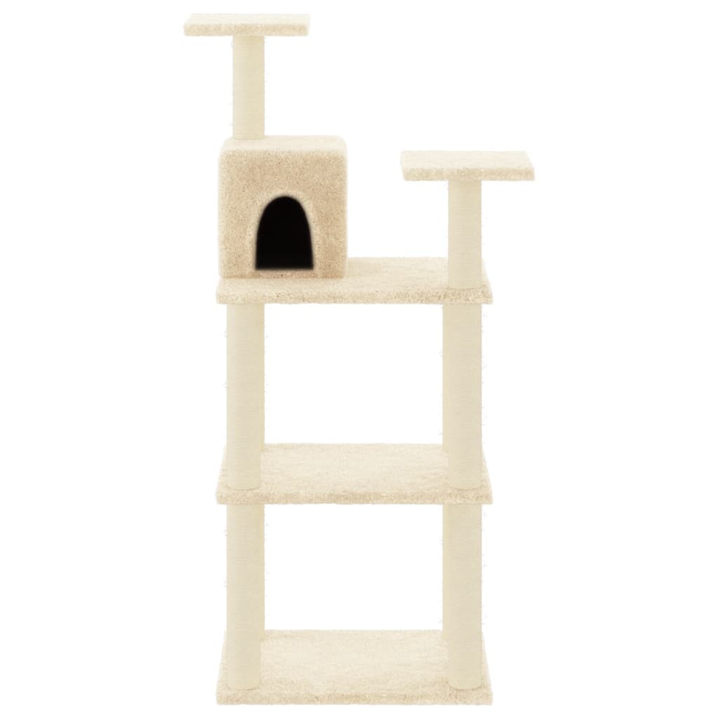vidaXL Rascador para gatos con postes de sisal color crema 118,5 cm