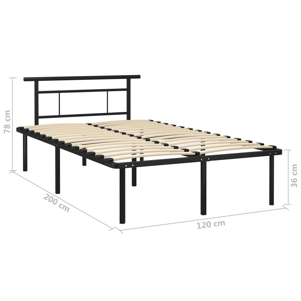 vidaXL Estructura de cama de metal negro 120x200 cm