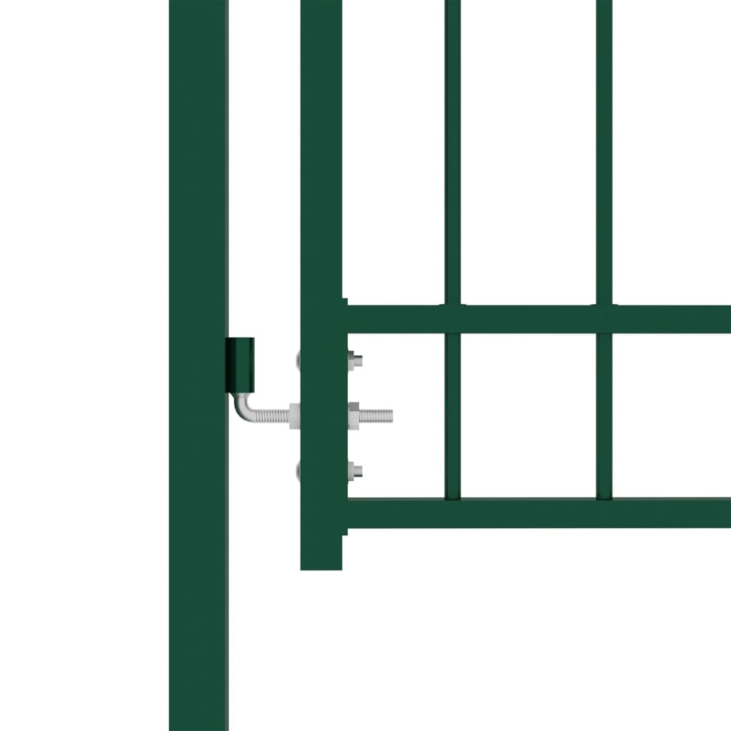 vidaXL Puerta de valla con picos acero verde 100x100 cm