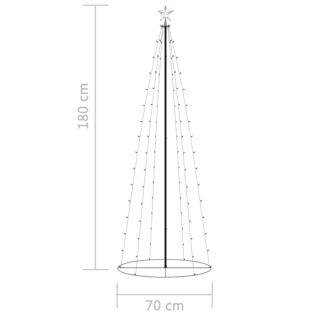 vidaXL Árbol de Navidad forma de cono 100 LED blanco cálido 70x180 cm