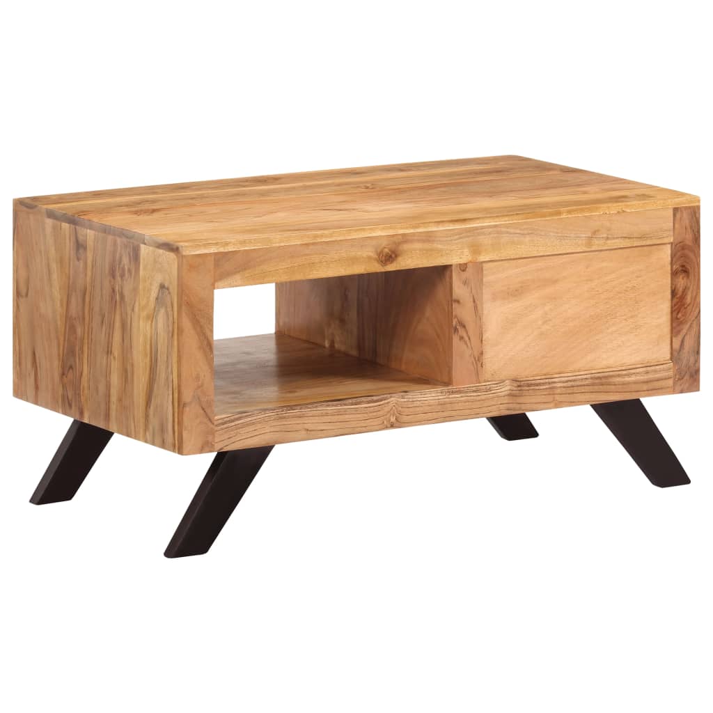 vidaXL Mesa de centro de madera maciza de acacia 90x50x45 cm