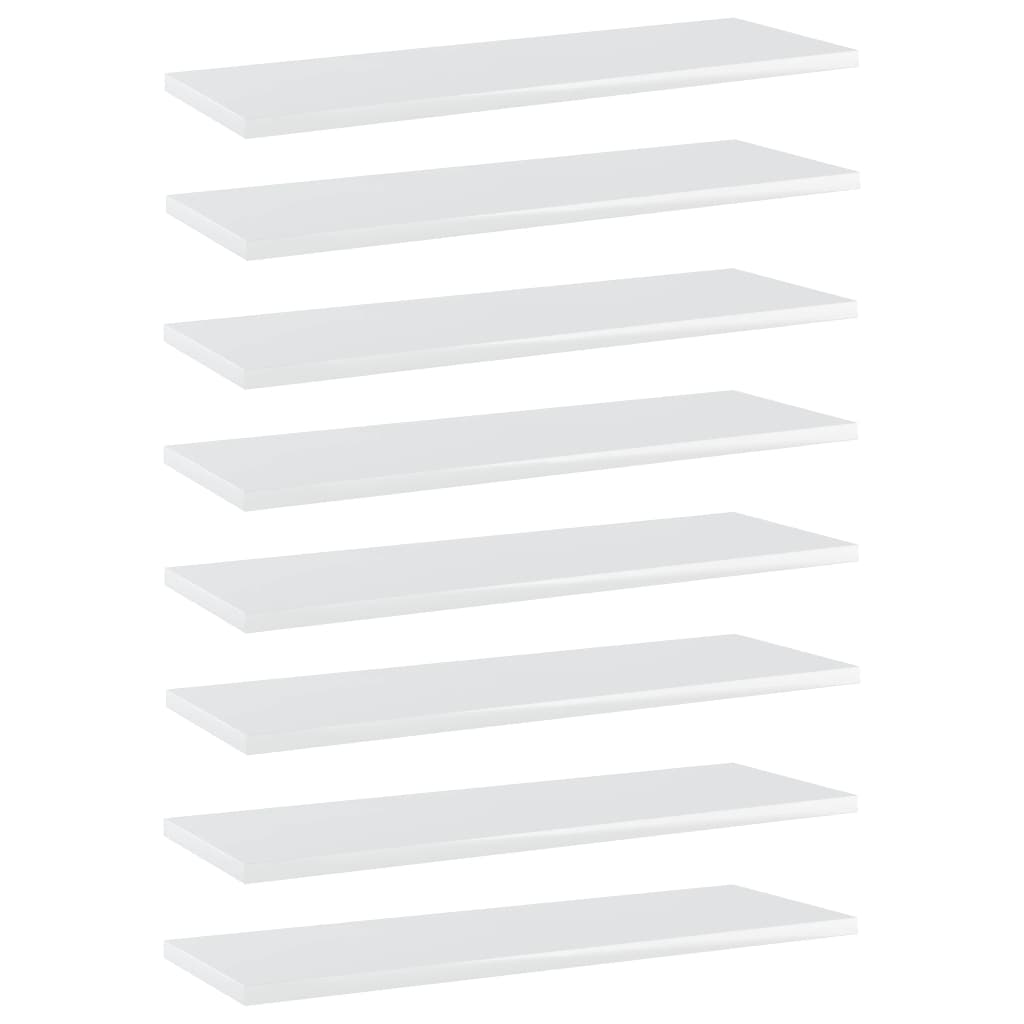 vidaXL Estantes estantería 8 uds aglomerado blanco brillo 60x20x1,5 cm