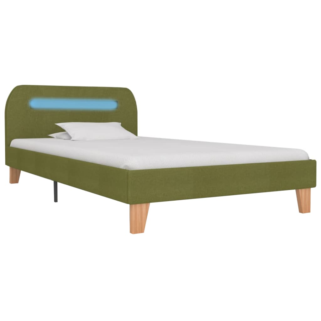 vidaXL Estructura de cama con LED tela verde 90x200 cm