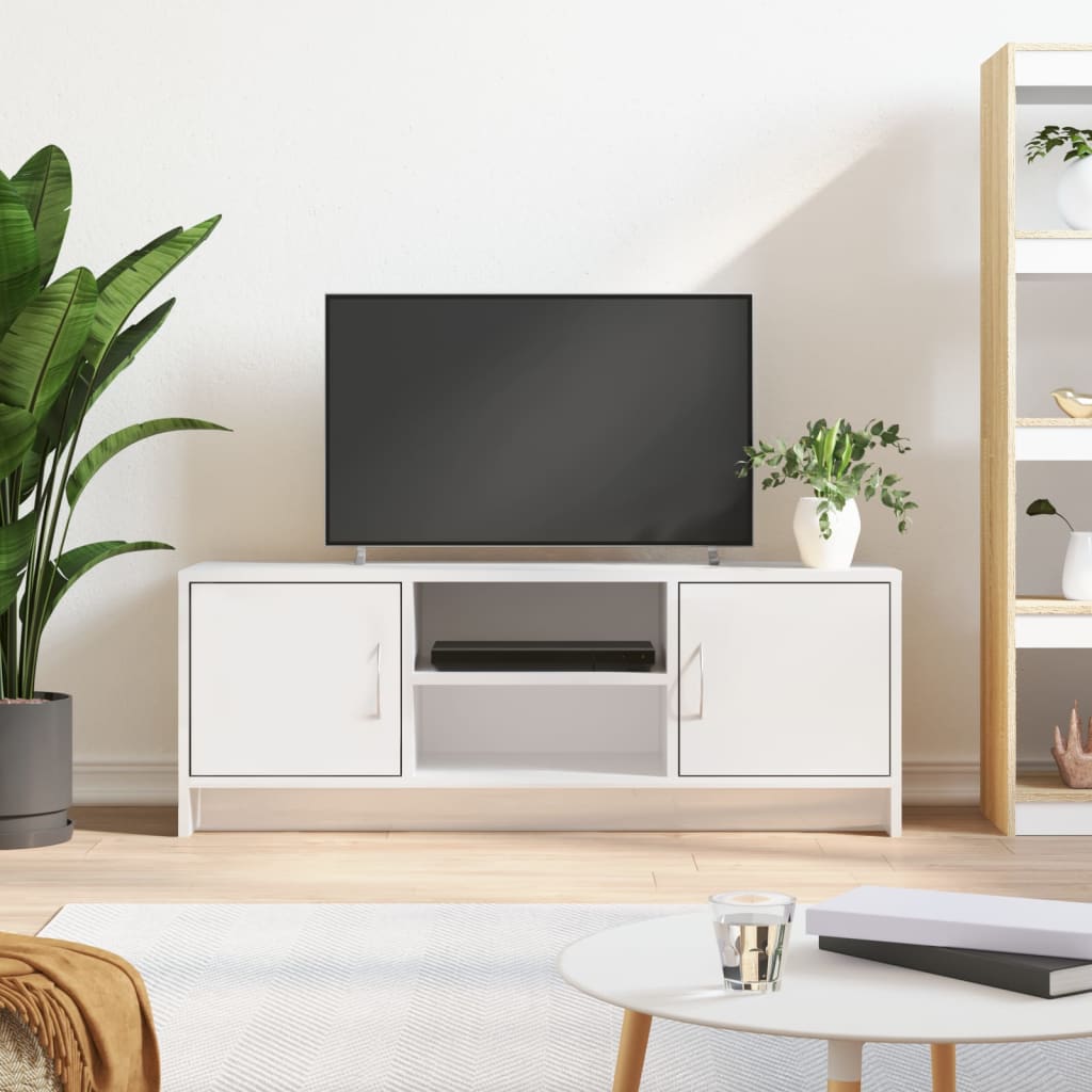 vidaXL Mueble de TV madera de ingeniería blanco brillo 102x30x37,5 cm