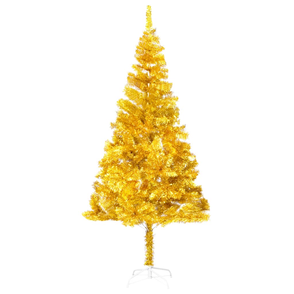 vidaXL Árbol de Navidad preiluminado con luces y bolas dorado 180 cm