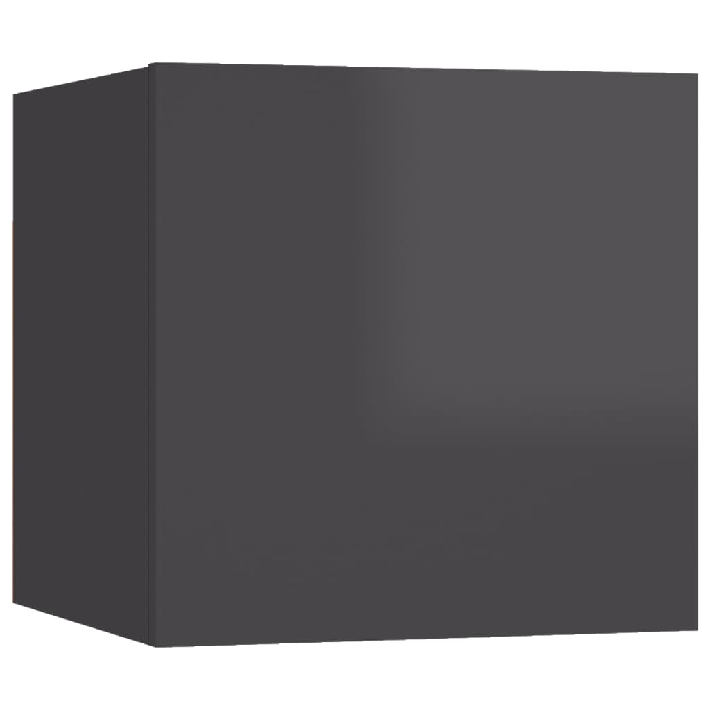 vidaXL Muebles de pared para TV 8 uds gris con brillo 30,5x30x30 cm