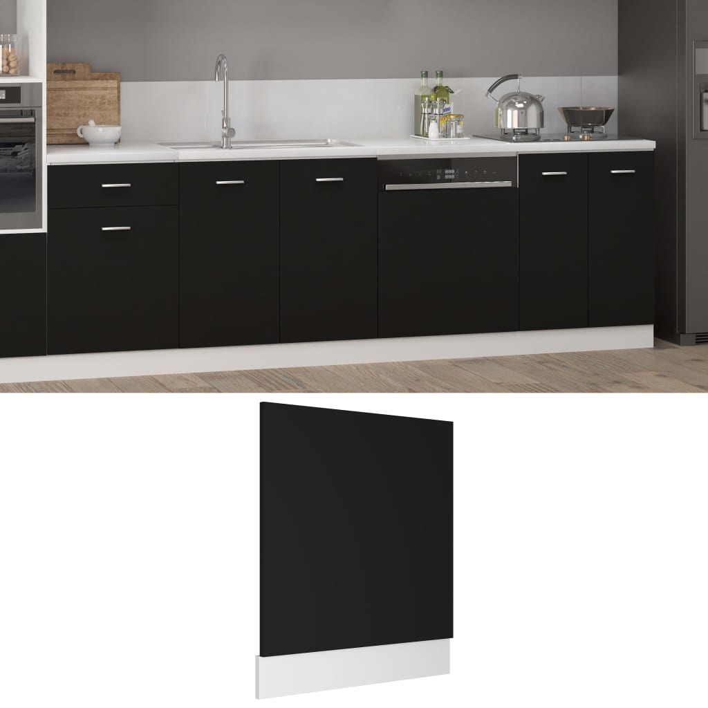 vidaXL Panel para lavavajillas madera contrachapada negro 59,5x3x67 cm