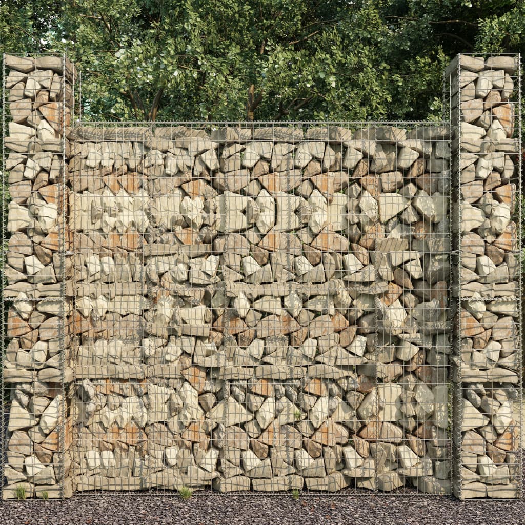 vidaXL Cestas de muro de gaviones 3 uds acero galvanizado 25x25x197cm