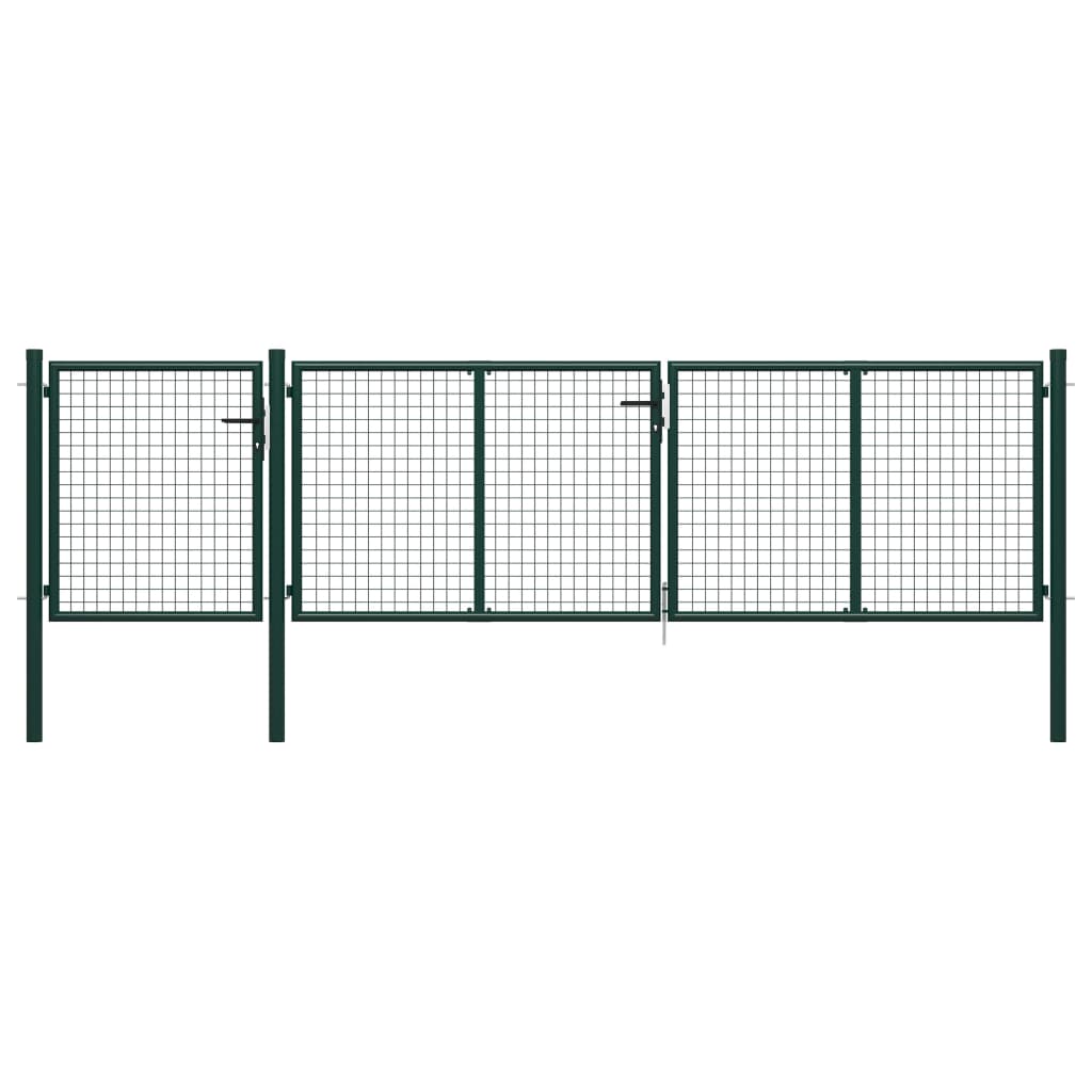 vidaXL Puerta de jardín de acero verde 400x75 cm