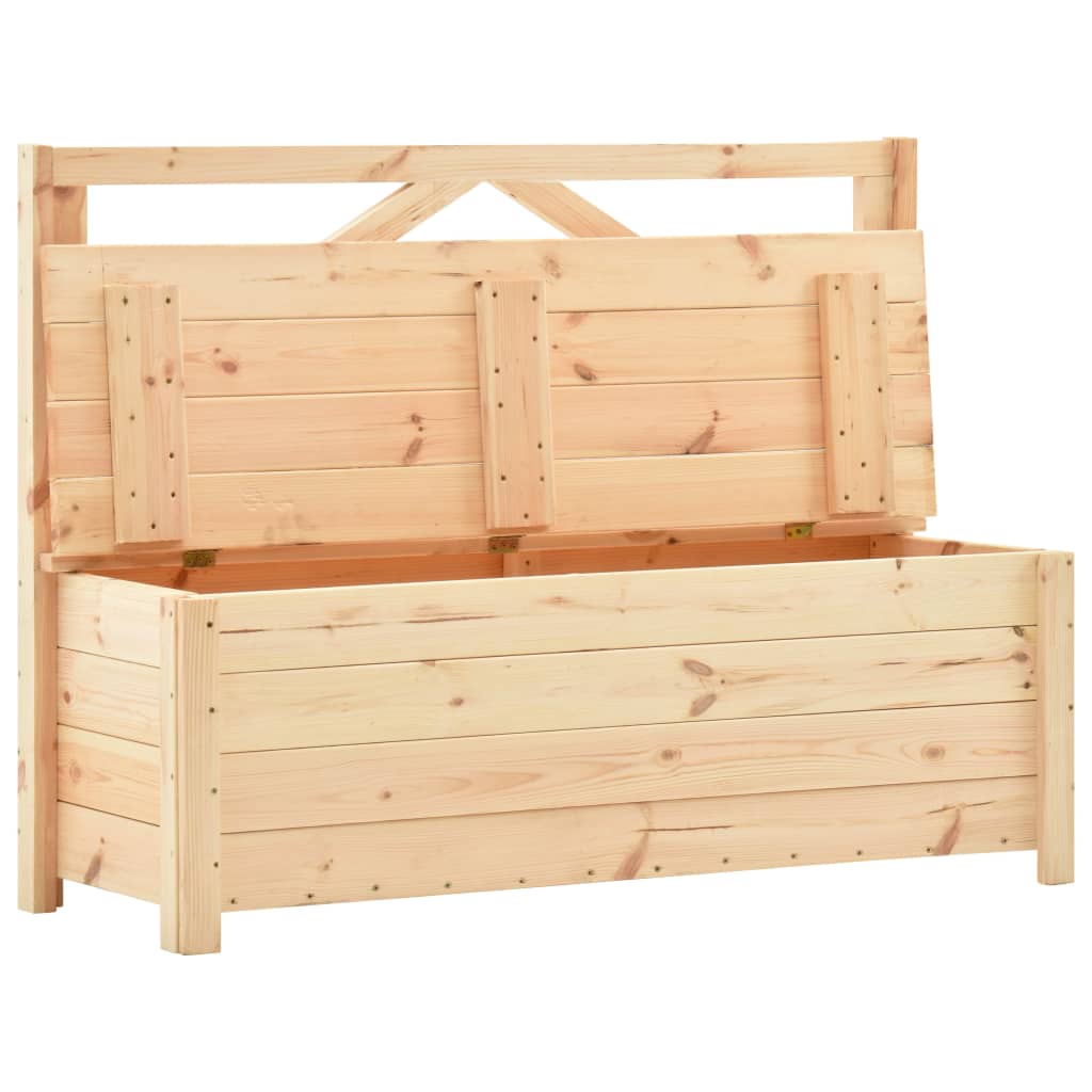 vidaXL Banco de almacenaje de madera maciza de pino 120 cm
