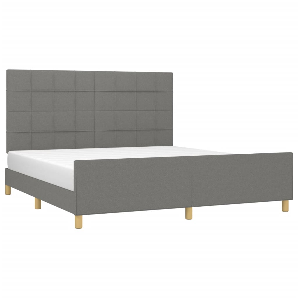 vidaXL Estructura de cama con cabecero tela gris oscuro 180x200 cm