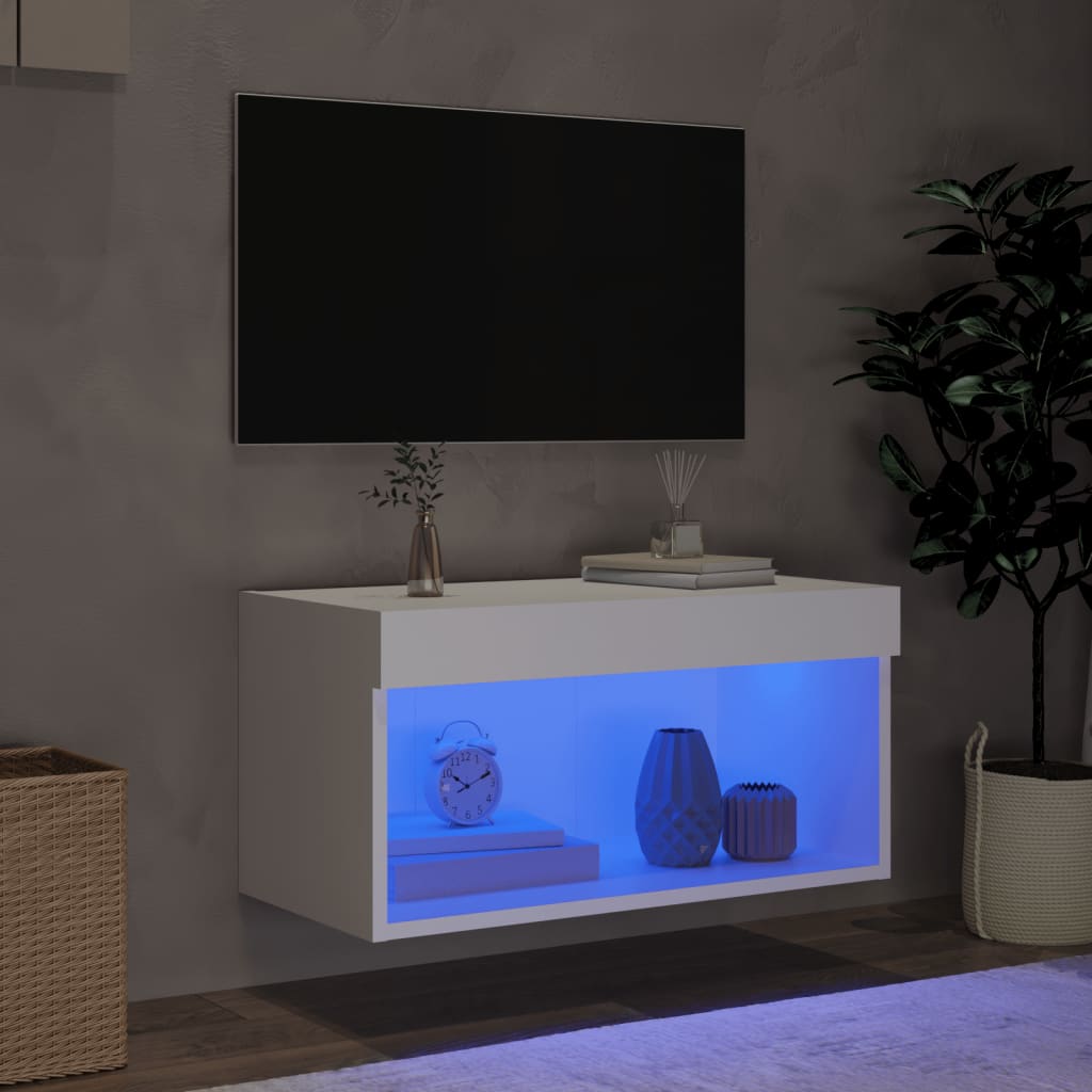 vidaXL Mueble para TV con luces LED blanco 60x30x30 cm