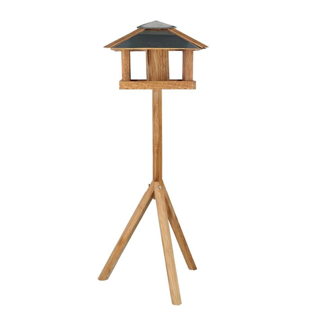 Esschert Design Mesa para pájaros con silo y tejado cuadrado acero