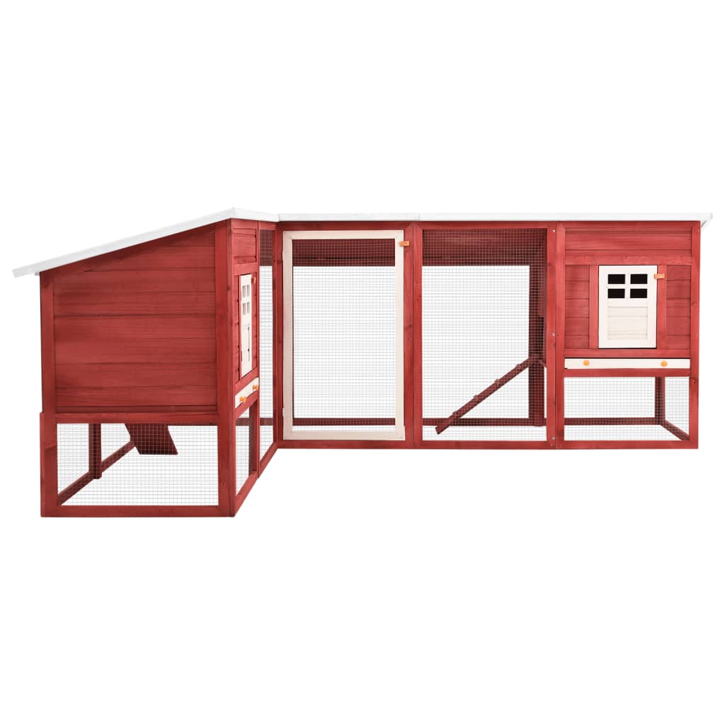 vidaXL Conejera de exterior con corredor madera de abeto rojo y blanco