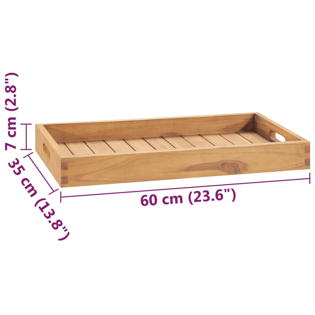 vidaXL Bandeja de madera de teca maciza 60x35 cm