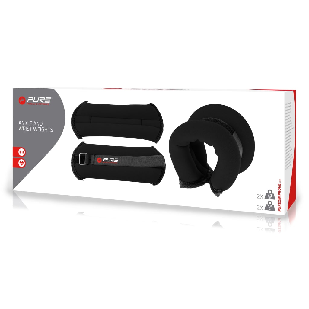 Pure2Improve Muñequera y tobilleras negro 2x1,5 kg | vidaXL.es