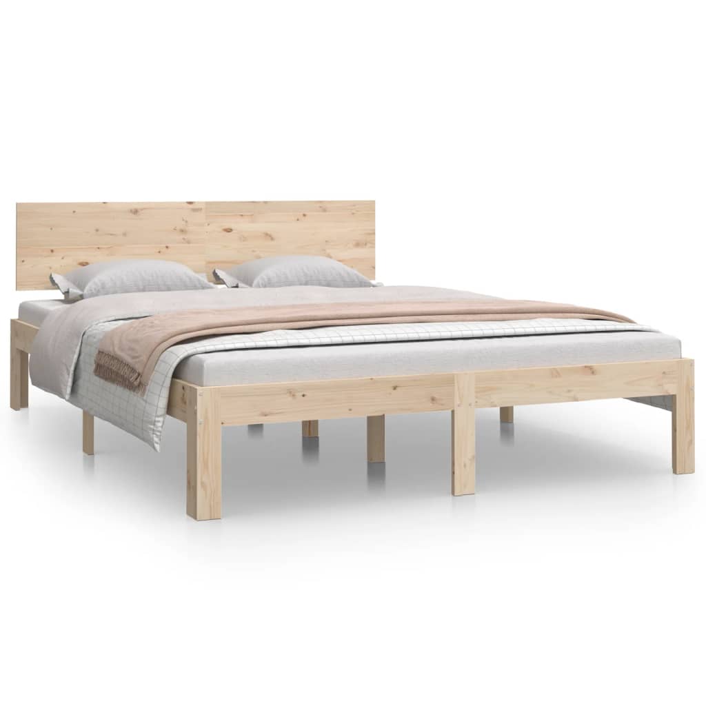 vidaXL Estructura de cama doble madera maciza 135x190 cm