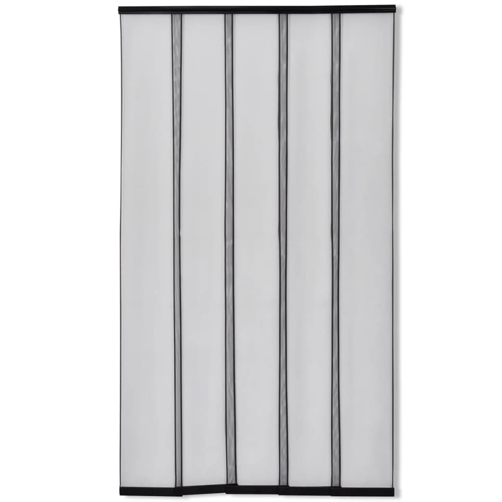 Mosquitera de puerta cortina malla de 5 piezas 220 x 125 cm poliéster negro