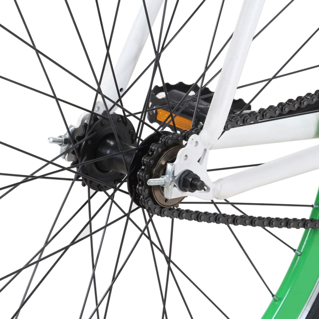 vidaXL Bicicleta de piñón fijo blanco y verde 700c 59 cm