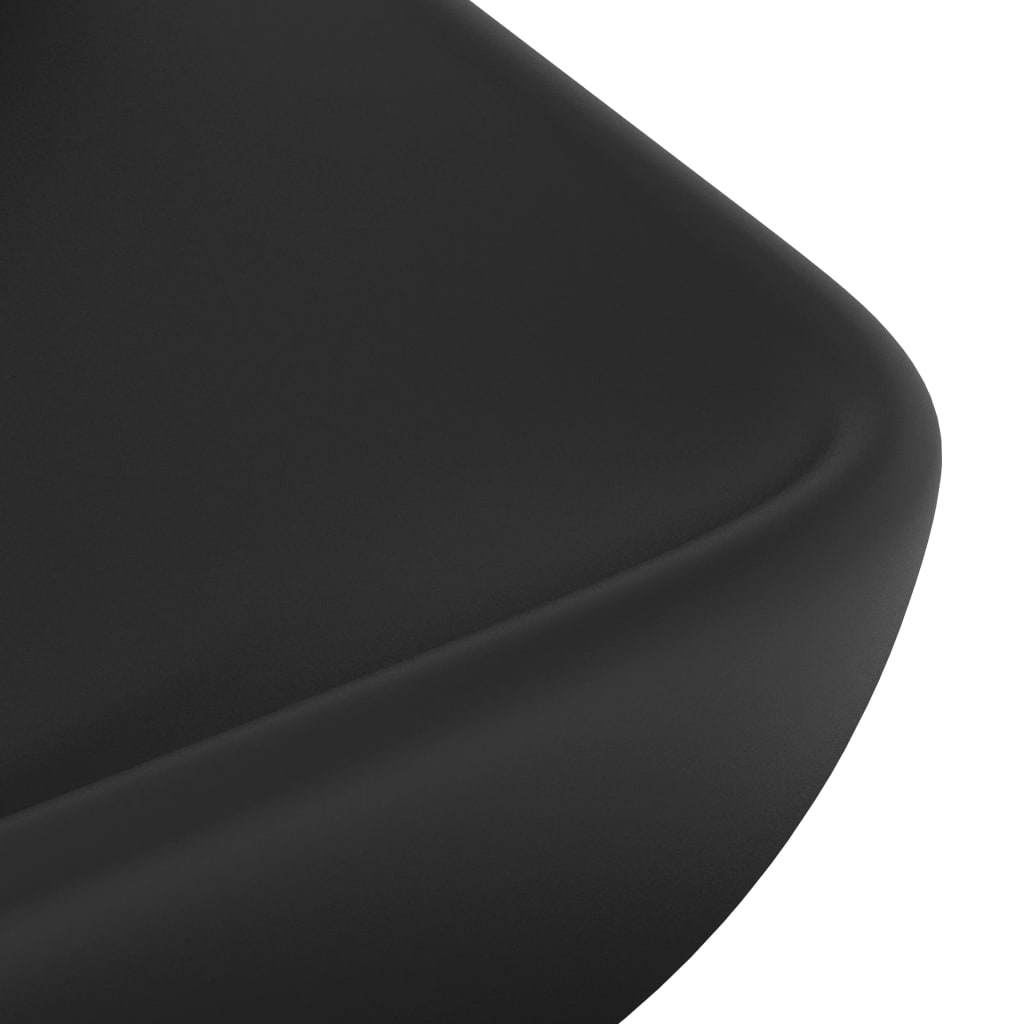 vidaXL Lavabo de lujo de cerámica rectangular negro mate 71x38 cm