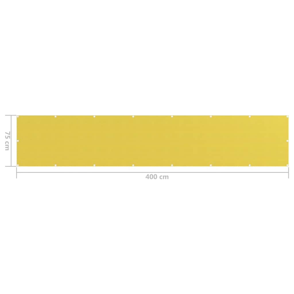 vidaXL Toldo para balcón HDPE amarillo 75x400 cm