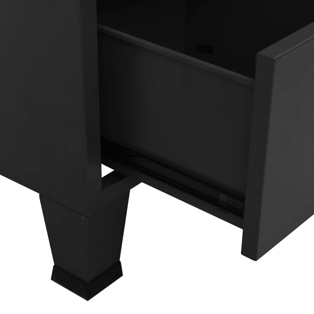 vidaXL Baúl de almacenaje industrial metal negro 70x40x115 cm
