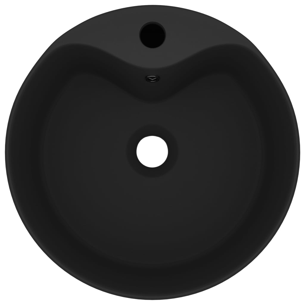 vidaXL Lavabo lujoso con rebosadero cerámica negro mate 36x13 cm