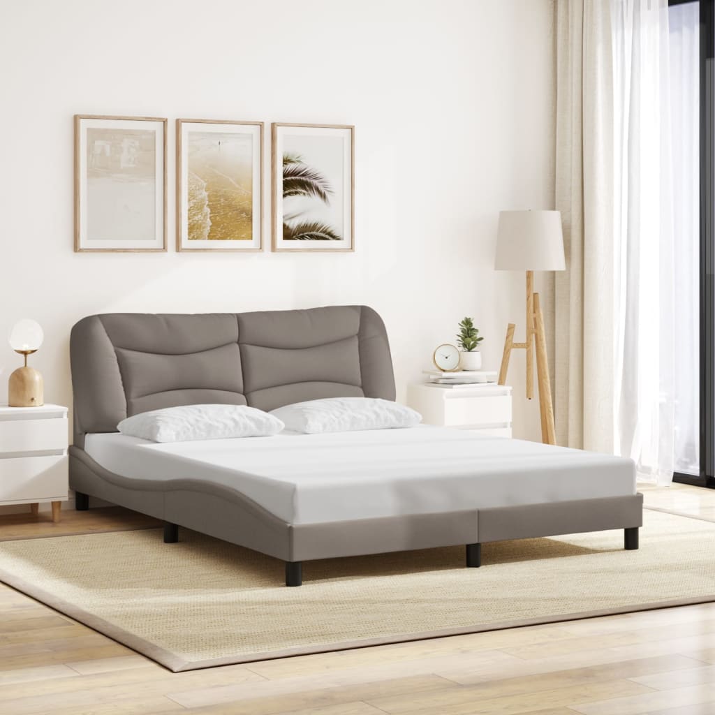 vidaXL Estructura de cama con cabecero de tela gris taupe 160x200 cm