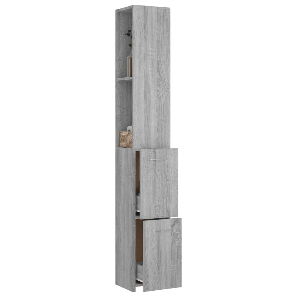 vidaXL Mueble de baño madera de ingeniería gris Sonoma 25x26,5x170 cm